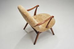 Pair of Slipper Chairs Upholstered in Sheepskin Europe 1960s - 3717550