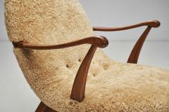 Pair of Slipper Chairs Upholstered in Sheepskin Europe 1960s - 3717553