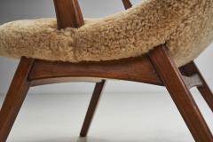 Pair of Slipper Chairs Upholstered in Sheepskin Europe 1960s - 3717555