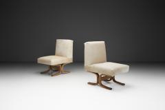 Pair of Slipper Chairs in Off White Ponyskin Europe 1960s - 4387052