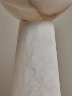 Pair of Small Alabaster Conical Table Lamps with Globes - 3346821
