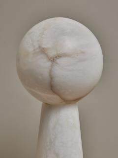 Pair of Small Alabaster Conical Table Lamps with Globes - 3346825