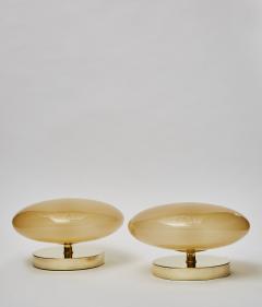 Pair of Small Brass and Glass Table Lamps - 1690260