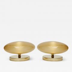 Pair of Small Brass and Glass Table Lamps - 1693021