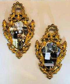 Pair of Small Giltwood Italian Rococo Style Wall Mirrors - 1296425