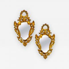 Pair of Small Giltwood Italian Rococo Style Wall Mirrors - 1298391