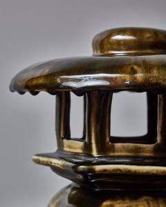 Pair of Small Glazed Ceramic Pagoda Table Lamps - 2539712