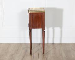 Pair of Small Louis XVI Style Mahogany Bedside Tables with Marble Tops - 4353321