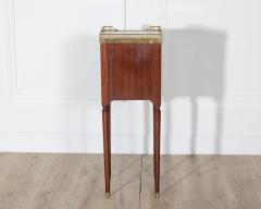 Pair of Small Louis XVI Style Mahogany Bedside Tables with Marble Tops - 4353325