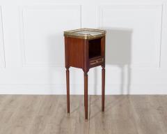 Pair of Small Louis XVI Style Mahogany Bedside Tables with Marble Tops - 4353381