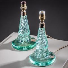 Pair of Small Table Lamps with Glass Base by Seguso Vetri d Arte Italy 1940s - 4435952