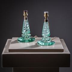 Pair of Small Table Lamps with Glass Base by Seguso Vetri d Arte Italy 1940s - 4435953