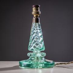 Pair of Small Table Lamps with Glass Base by Seguso Vetri d Arte Italy 1940s - 4435954