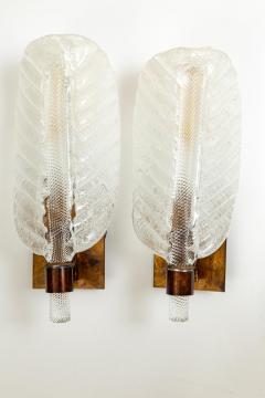 Pair of Smaller Murano Blown Leaf Wall Lights UL Certified - 4334216