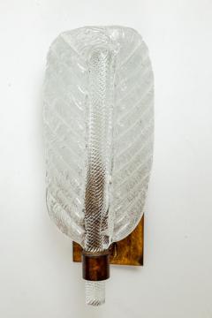 Pair of Smaller Murano Blown Leaf Wall Lights UL Certified - 4334217