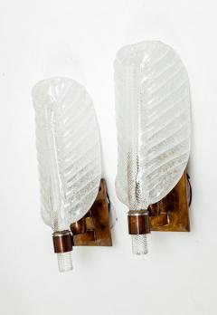 Pair of Smaller Murano Blown Leaf Wall Lights UL Certified - 4334218