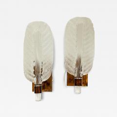 Pair of Smaller Murano Blown Leaf Wall Lights UL Certified - 4334791