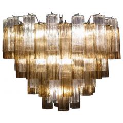 Pair of Smoke and Clear Murano Glass Tronchi Chandelier or Ceiling Light - 2070887