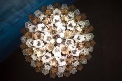 Pair of Smoke and Clear Murano Glass Tronchi Chandelier or Ceiling Light - 2070889
