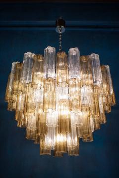 Pair of Smoke and Clear Murano Glass Tronchi Chandelier or Ceiling Light - 2070892