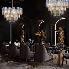 Pair of Smoke and Clear Murano Glass Tronchi Chandelier or Ceiling Light - 2070893
