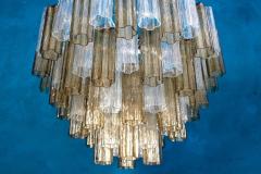 Pair of Smoke and Clear Murano Glass Tronchi Chandelier or Ceiling Light - 2070894