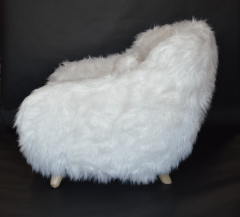 Pair of Soft White Oversized Faux Fur Arm Chairs - 2568535