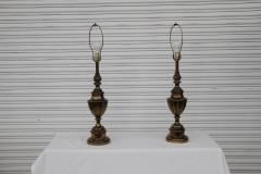 Pair of Solid Brass 12 Sided Trophy Urn Lamp - 4157894