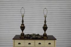 Pair of Solid Brass 12 Sided Trophy Urn Lamp - 4157896