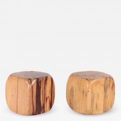 Pair of Solid Cube Pedestals Stools 21st century - 2749613