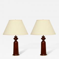 Pair of Solid Mahogany Table Lamps - 272350