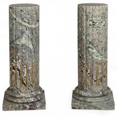 Pair of Solid Marble Bronze Mounted Column Pedestals - 4502837