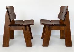 Pair of Solid Oak French Constructivist Occasional Lounge Chairs - 1360365