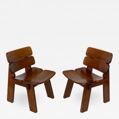 Pair of Solid Oak French Constructivist Occasional Lounge Chairs - 1360886