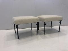 Pair of Sorgue Stools By Bourgeois Boheme Atelier White Cashmere Cushions - 926034