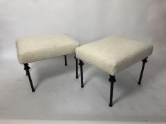Pair of Sorgue Stools By Bourgeois Boheme Atelier White Cashmere Cushions - 926070