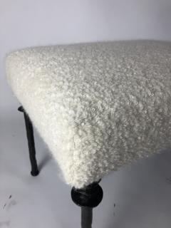 Pair of Sorgue Stools By Bourgeois Boheme Atelier White Cashmere Cushions - 926072