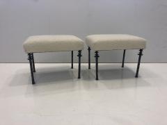 Pair of Sorgue Stools By Bourgeois Boheme Atelier White Cashmere Cushions - 926075