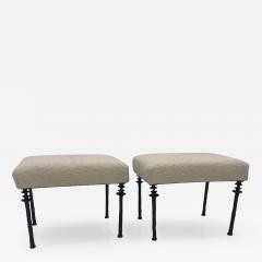 Pair of Sorgue Stools By Bourgeois Boheme Atelier White Cashmere Cushions - 926720