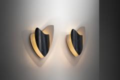 Pair of Space Age Metal Wall Lamps The Netherlands 1950s - 3893770