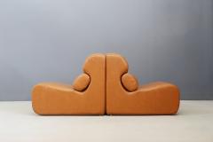 Pair of Space Age armchair in semi skin brown 1970s - 1486040