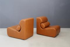Pair of Space Age armchair in semi skin brown 1970s - 1486046