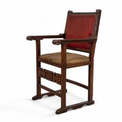 Pair of Spanish Colonial Walnut Arm Chairs - 1403568