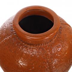Pair of Spanish Earthenware Pots on Wrought Iron Bases C 1940 - 4620605