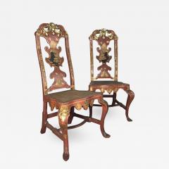 Pair of Spanish early 18th Century Red Lacquer Chairs in the English Taste - 2131811