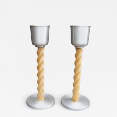 Pair of Spun Aluminum and Oak Ashtray Stands Attributed to Russel Wright - 2201781