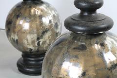 Pair of Spun Metal and Glass Lamps - 317106