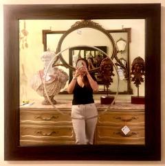 Pair of Square Maccasar Faux Art Deco Style Wall Console Mirror - 1241834