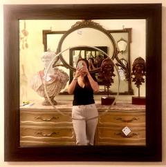 Pair of Square Maccasar Faux Art Deco Style Wall Console Mirror - 2941148