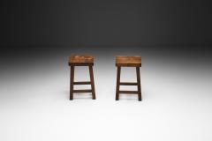 Pair of Square Mid Century Modern Stools Europe 1950s - 4647325